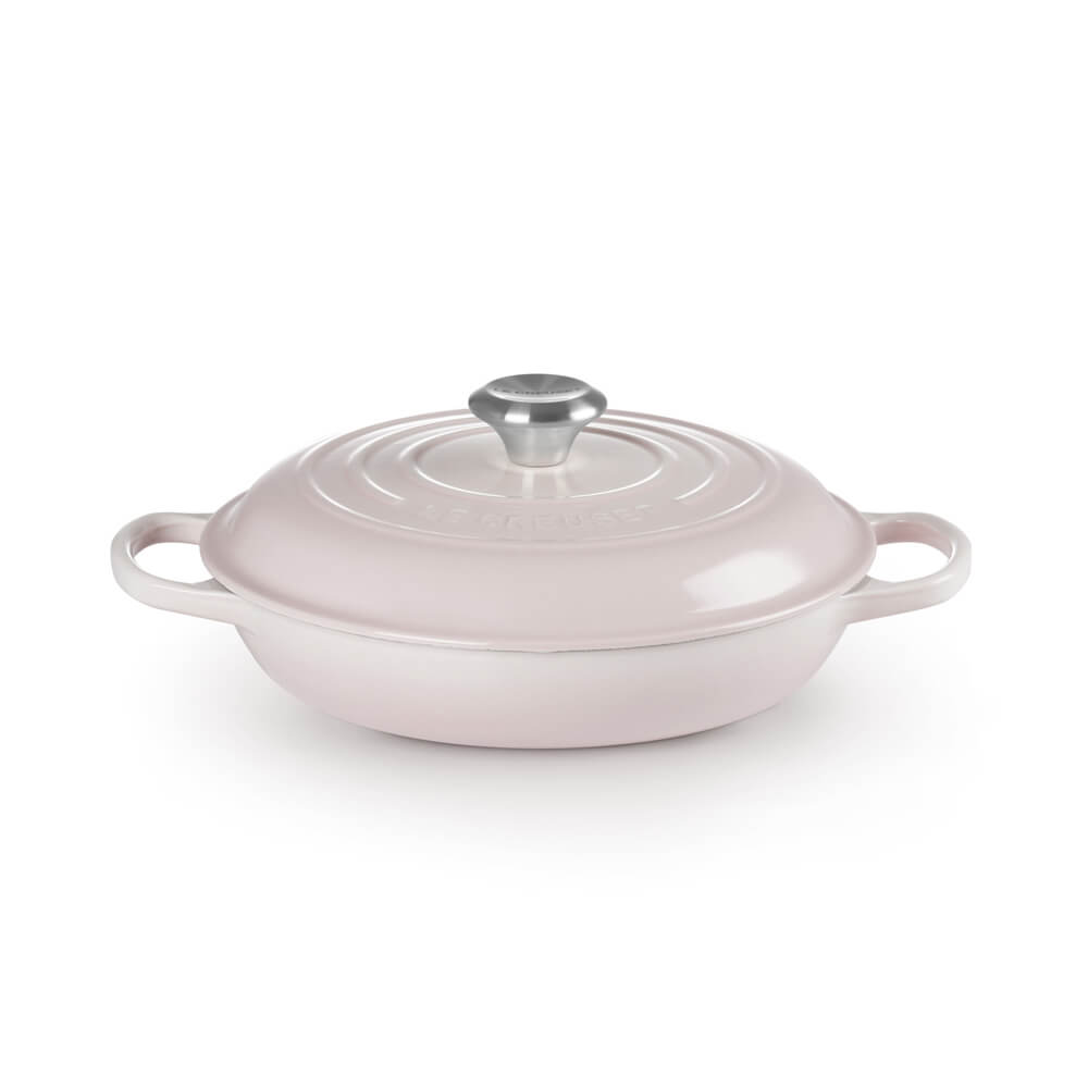 Le Creuset Signature Shell Pink Cast Iron Shallow Casserole 26cm
